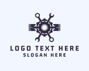 Worker - Piston Wrench Mechanic logo design