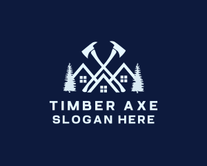 Forest Cabin Axe logo design