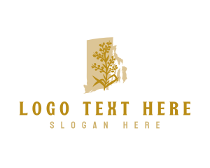 Map - Rhode Island Flower Goldenrod logo design