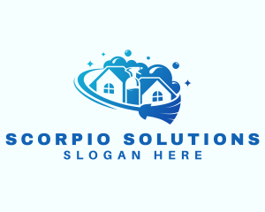 Cleaning House Sanitation logo design