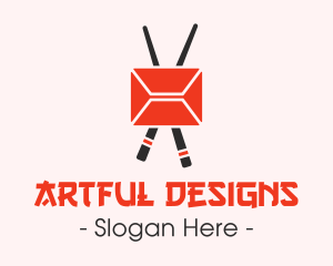 Mail Envelope Chopstick logo design