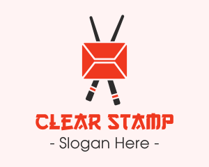 Mail Envelope Chopstick logo design