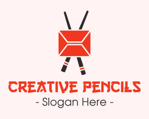 Mail Envelope Chopstick logo design