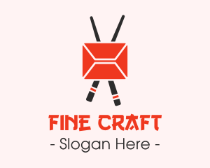 Mail Envelope Chopstick logo design