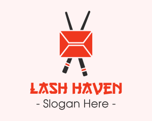 Mail Envelope Chopstick logo design