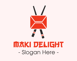 Mail Envelope Chopstick logo design