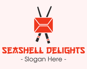 Mail Envelope Chopstick logo design