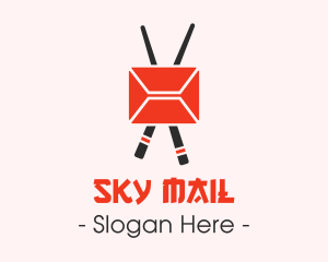 Mail Envelope Chopstick logo design