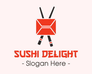 Mail Envelope Chopstick logo design