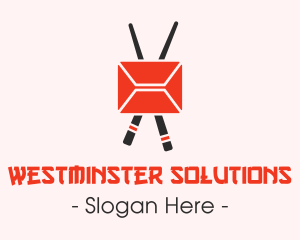 Mail Envelope Chopstick logo design