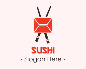 Mail Envelope Chopstick logo design