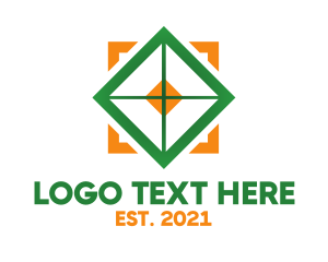 Indoor - Orange Green Box Crosshair logo design