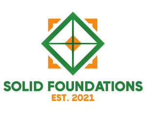 Furnishing - Orange Green Box Crosshair logo design