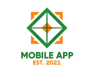 Shape - Orange Green Box Crosshair logo design