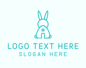 Linear - Blue Bunny House logo design