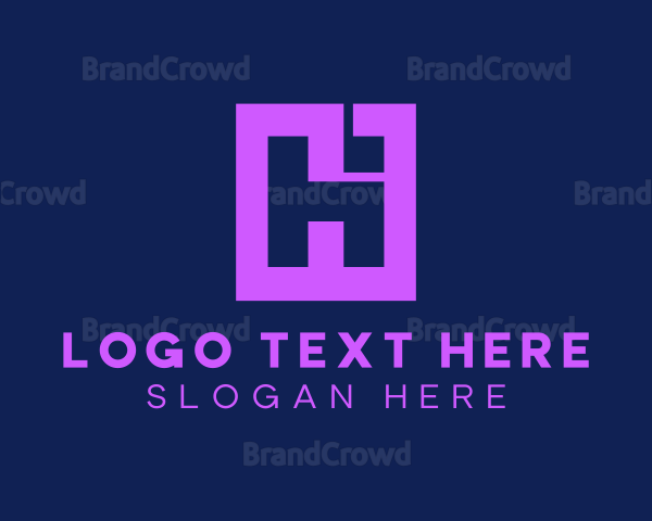 Purple Tech Monogram Letter HI Logo