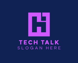 Developer - Purple Tech Monogram Letter HI logo design