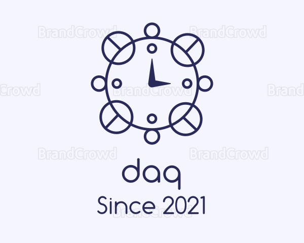 Blue Line Art Clock Logo