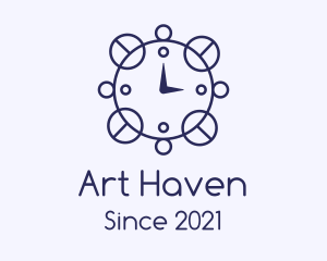 Blue Line Art Clock  logo design