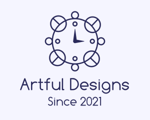 Blue Line Art Clock  logo design