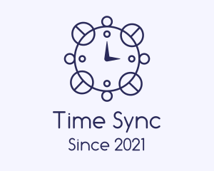 Blue Line Art Clock  logo design