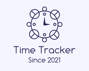 Blue Line Art Clock  logo design