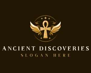 Luxury Ankh Wings logo design