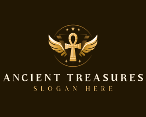 Luxury Ankh Wings logo design