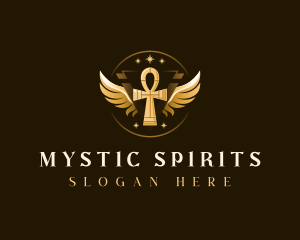 Luxury Ankh Wings logo design