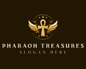 Luxury Ankh Wings logo design