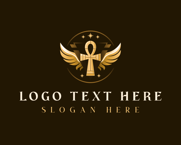 Antique - Luxury Ankh Wings logo design