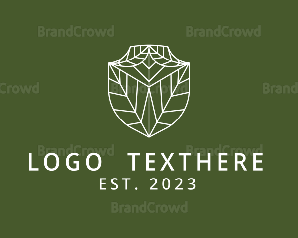 Leaf Shield Line Art Logo