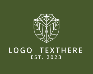 Conservation - Leaf Shield Line Art logo design