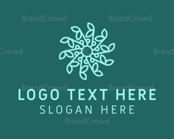 Blue Snowflake Flower Logo