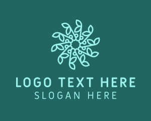 Wreath - Blue Snowflake Flower logo design
