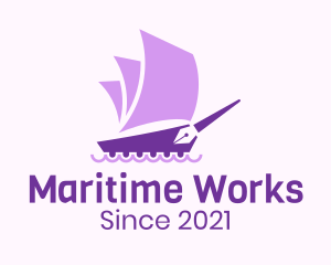 Pen Writing Ship logo design