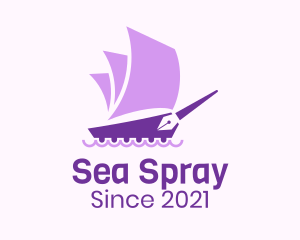 Pen Writing Ship logo design