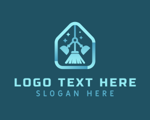 Clean - Broom & Dustpan Cleaner logo design