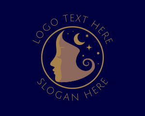 Spray Tan - Cosmic Woman Face logo design