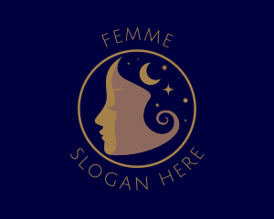 Cosmic Woman Face logo design