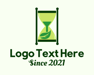 Sand Glass - Green Leaf Hourglass logo design