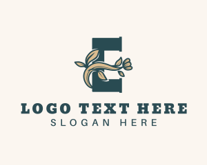 Leaf - Elegant Floral Gardening Letter E logo design