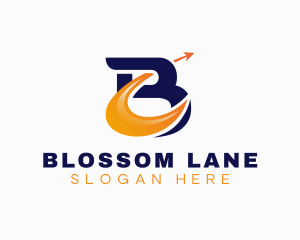 Logistics Arrow Moving Letter B logo design