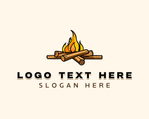 Wood Bonfire Camping logo design