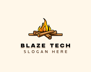 Wood Bonfire Camping logo design