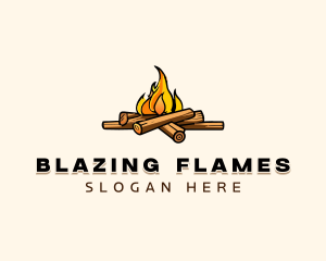 Wood Bonfire Camping logo design