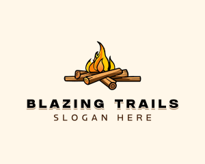 Wood Bonfire Camping logo design