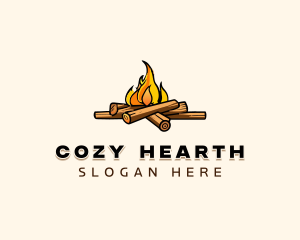 Wood Bonfire Camping logo design