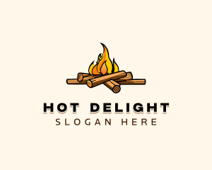 Wood Bonfire Camping logo design