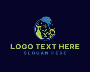 Trash Can - Mop Spray Cleaning logo design